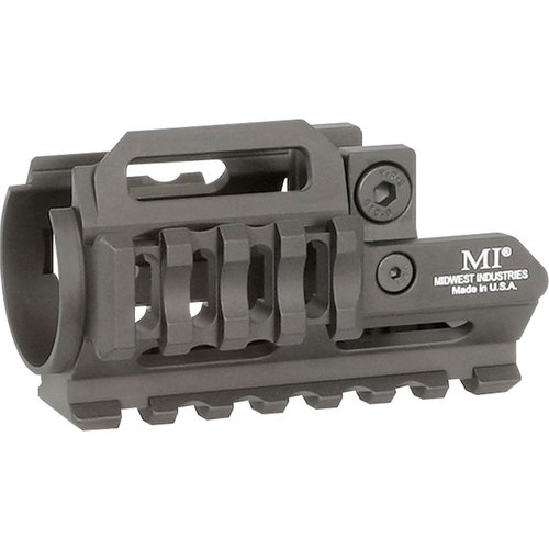 MP5K-TRI-RAIL håndtaket har en lettvektsdesign, enkel installasjon, tre Picatinny-skinner for tilbehør og er laget av slitesterk 6061 Aluminium.