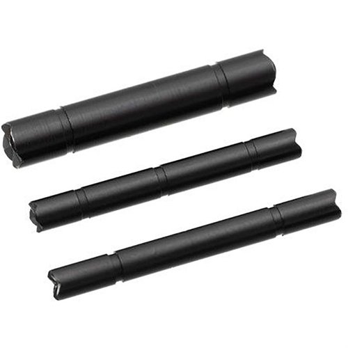 Oppgrader din Springfield Armory Hellcat med takedown pins i rustfritt stål, tilgjengelig i svart krom eller gull, med et unikt diamantkutt-design.