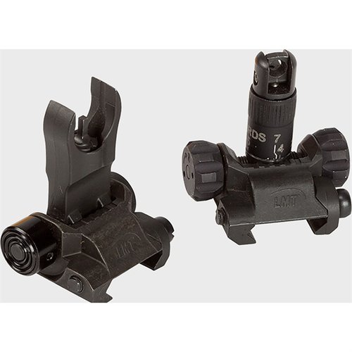 AR-15 IMPERIAL BUIS KIT tilbyr robuste front- og bakflip-sikter med fleksibel front for sikkerhet, dual vindjustering og presisjon opp til 700 yards.