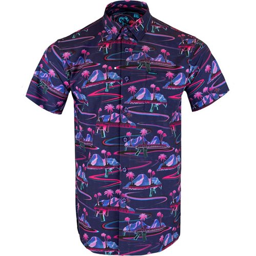 RETRO-RIFLE kortermet skjorte er lett og pustende, laget av 97% Polyester og 3% Spandex, perfekt for komfort og stil under skyting.