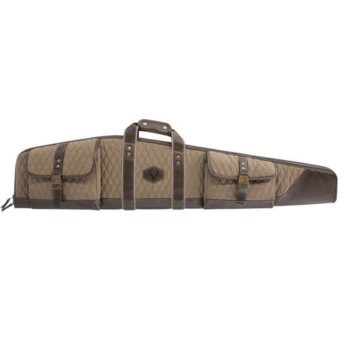 PRESIDENT SERIES RIFLE CASE tilbyr førsteklasses beskyttelse med quiltet 12 oz. bomull, antikk messingdetaljer og dual compound foam for maksimal støtbeskyttelse.