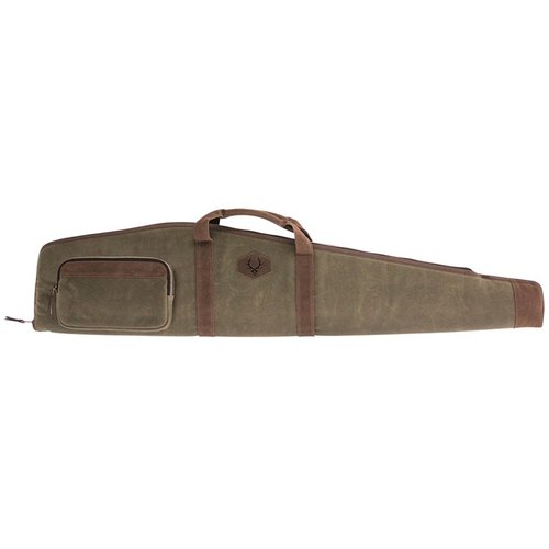 Beskytt ditt våpen med Evolution Outdoors Rawhide WAXED CANVAS Rifle Case, laget av slitesterk 24 oz. bomull, med polstring og antikk messingdetaljer.