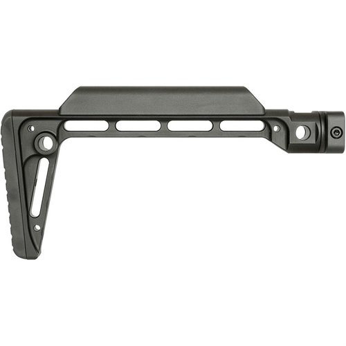 MINIMALISTIC FIXED STOCK har en fast posisjon, 5 QD sling festepunkter, laget av Hard Coat Anodized 6061 Aluminum, og gir bedre komfort med polymer kinnstykke og gummibutpad.