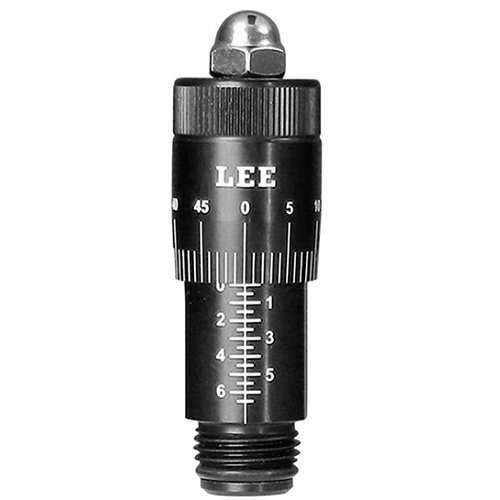 LEE PRECISIONs micrometer justeringsskrue gir presis justering av kule-settedybde med lettleste inndelinger og jevn justering uten klikk, perfekt for alle kalibre.