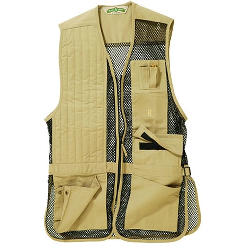BOB ALLEN FULL MESH SHOOTING VEST er lett og pustende, har lommer for Insert-A-Pad og choke tube, samt justerbare sider og romslige lommer for patroner.