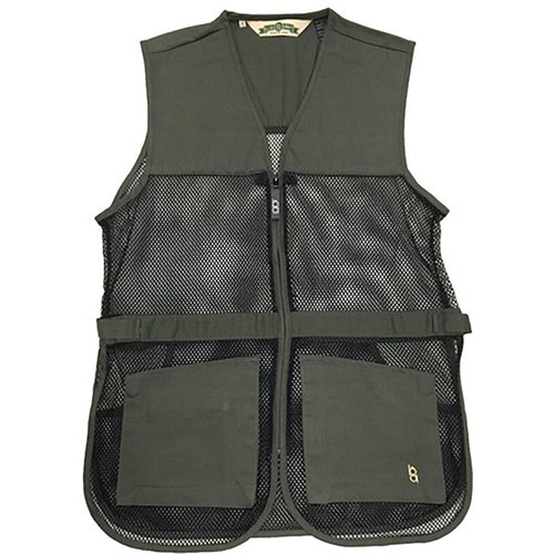 BOB ALLEN FULL MESH DUAL PAD SHOOTING VEST er lett og godt ventilert, med justerbare sidepaneler, dual pads for begge hender, og praktiske lommer.