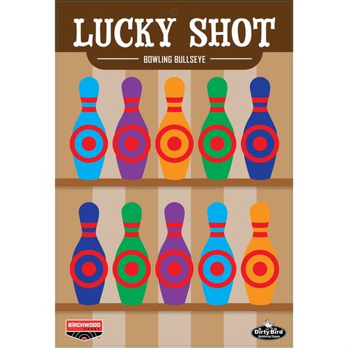 BIRCHWOOD CASEY DIRTY BIRD LUCKY SHOT bowling pins 12 x 18" targets gir deg enkel skuddidentifikasjon, intens splatter og solid konstruksjon - perfekt for pistolskyting.