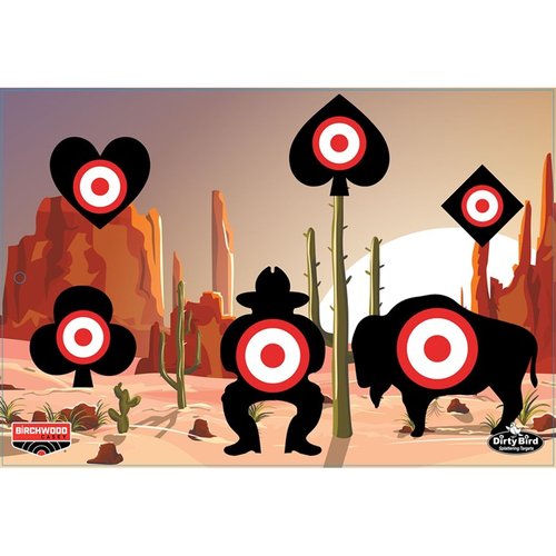 BIRCHWOOD CASEY DIRTY BIRD ACES HIGH 12 x 18" targets gir deg enkel skuddgjenkjenning med intens splatter og solid tagboardkonstruksjon, perfekt for pistolskyting.