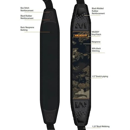 MUDDY PATHFINDER SLING gir komfort med fleksibel neopren, anti-slip gripper, QD mount for rask festing, og holdbarhet for lange turer.