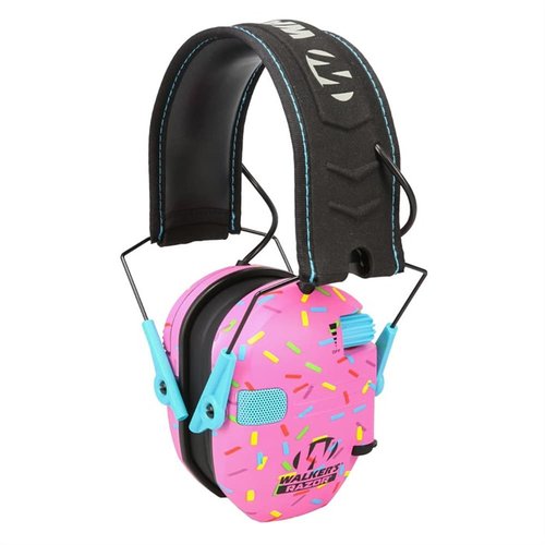 Walkers Razor Slim Folding Electronic Muff gir 23 dB lydreduksjon, kompakt design, sammenleggbare, komfortabel hodebånd og høytytende mikrofoner for optimal beskyttelse.
