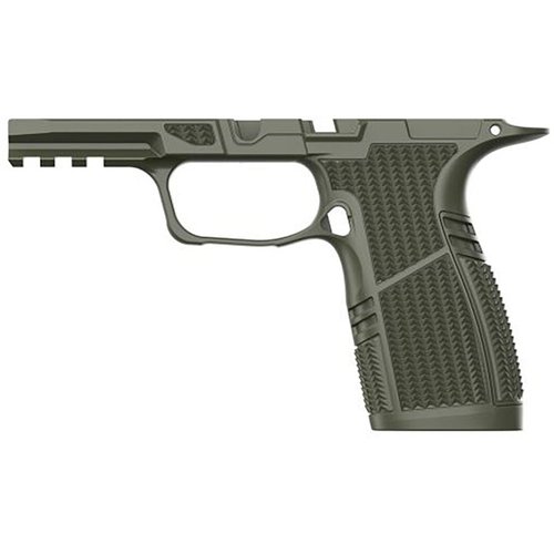 Tyrant CNC Grip Module for Sig Sauer P365 X-Macro tilbyr ergonomisk design, 1913 Picatinny rail, flared magwell og 17-runders kapasitet i en kompakt pakke.