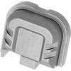 Tyrant Designs Glock 43x/48 slide cover plate i aerospace aluminiumslegering gir et sofistikert utseende med chevron-mønster og glatte kanter, uten verktøy nødvendig.