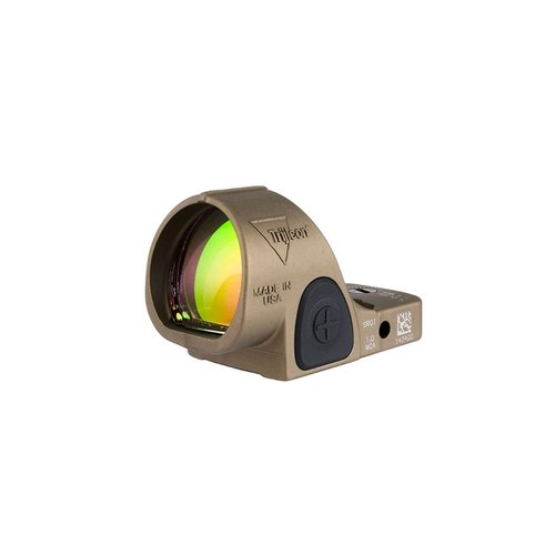Trijicon SRO 1.0 MOA rødpunkt sikte gir en klar synsopplevelse, enkel justering, vanntett design og 3 års batterilevetid for økt presisjon.