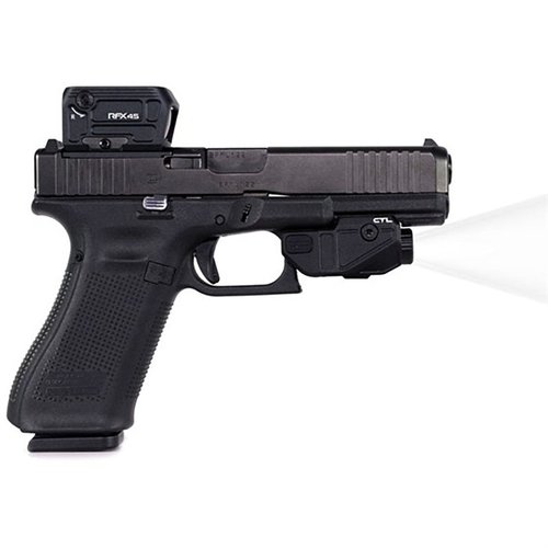 CTL Custom 580 lumen våpenlys for Glock 17/19/22/23 med automatisk aktivering, kompakt design, oppladbart batteri og høy ytelse for taktisk fordel.
