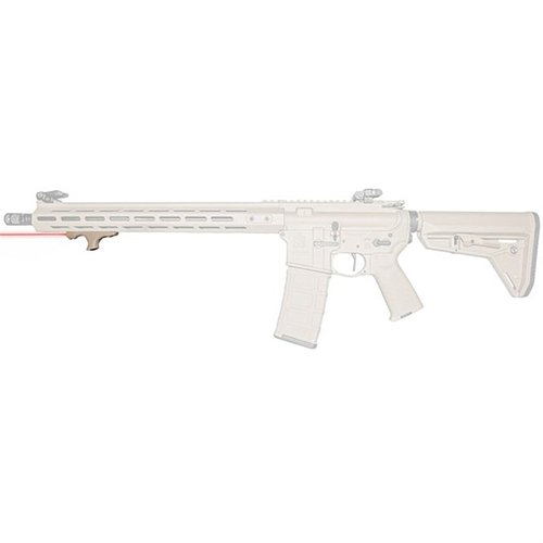 VIRIDIAN HS1™ M-LOK HAND STOP LASER gir deg en ergonomisk håndstopper med innebygd laser, justerbar vind og høy synlighet for presisjon i skyting.