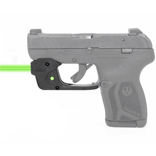 VIRIDIAN E SERIES™ grønn lasersikte for Ruger LCP Max har enkel montering, ambidextrøs av/på-knapp, 100 yards rekkevidde i dagslys og 60 minutters batterilevetid.