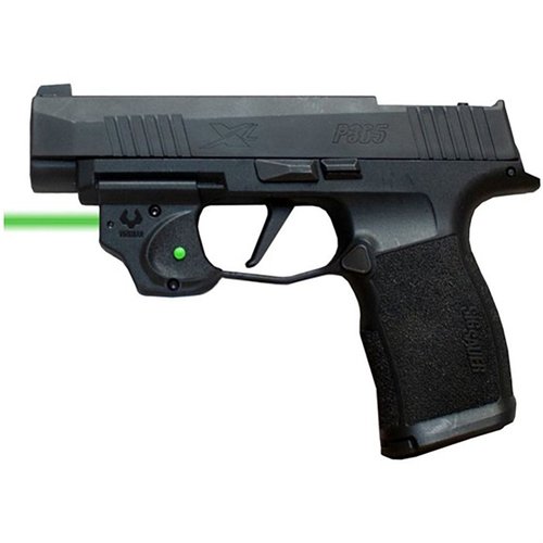 Viridian E SERIES™ grønn laser sikte for Sig Sauer P365 tilbyr enkel montering, kraftig grønn laser, og 100 yards rekkevidde i dagslys, perfekt for skjult bæring.