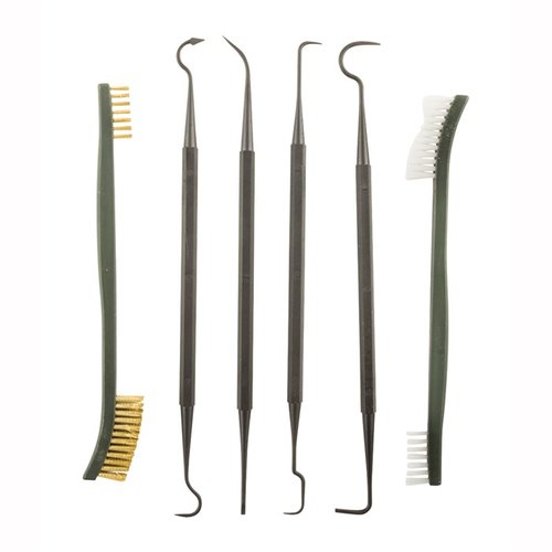 Lyman Pick and Brush Set gir deg verktøyene for grundig rengjøring av våpen med ikke-marring polymerpigger og nylonbørste for vanskelig tilgjengelige områder.