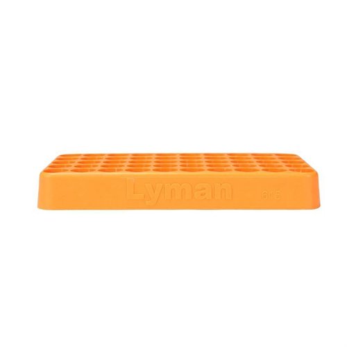 Lyman Custom-Fit Loading Block er laget av slitesterk polymer, rommer 50 patroner og finnes i seks størrelser, perfekt for reloading av ulike kalibre.