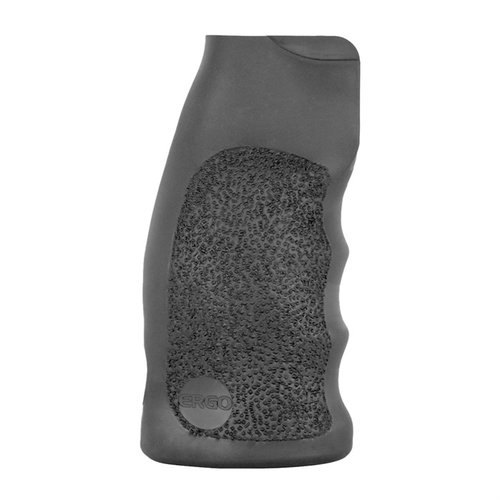 ERGO Grips TDX-0 gir optimal kontroll og komfort med sitt ergonomiske design og SureGrip-materiale, perfekt for AR-15 og .308 AR, tilgjengelig i svart.