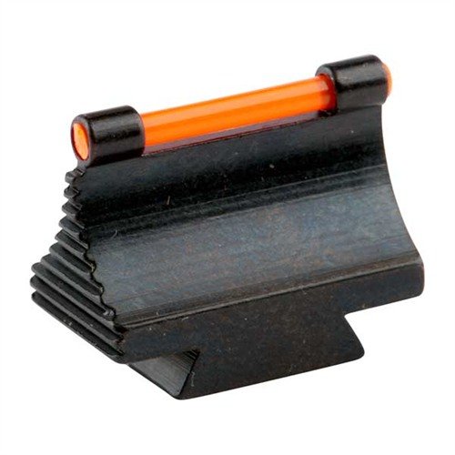 RIFLE FIBER OPTIC GLOW 50-MR FRONT SIGHT gir presis sikt med elegant kontur, laget av stål med blånt, polert finish for et flott utseende på alle våpen.