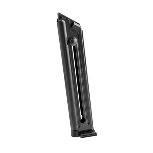 RUGER® MKII .22LR 10RD magasin fra MEC-GAR er laget av sertifisert karbonstål, TIG-sveiset og varmebehandlet for holdbarhet, tilgjengelig med rustfritt nikkelfinish.