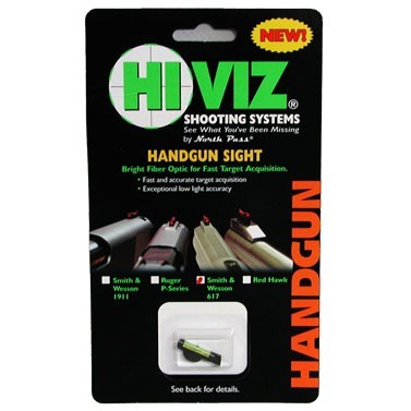 HIVIZ S&W revolver fiber optic front sights gir deg en klar, lysende grønn siktepunkt for bedre presisjon og raskere målretning under alle lysforhold.