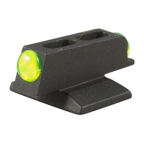 Novak Mega Dot Fiber Optic Front Sight gir raskt siktebilde med stor fiberoptisk prikk, skjermet for beskyttelse og enkelt å installere. Tilgjengelig i grønn eller rød.