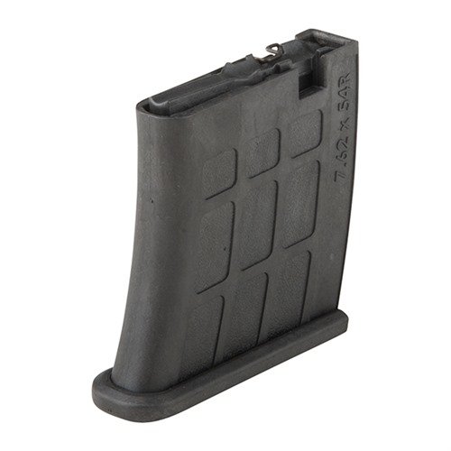 Disse 5 og 10 skudds avtakbare magasinene i svart polymer passer til de fleste Mosin-Nagant rifler og sikrer pålitelig mating med sitt spesialdesignede system.