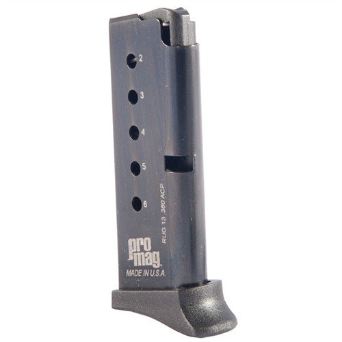 RUGER® LCP® 380ACP magasiner fra PRO MAG er laget av høykvalitets stål og polymer, med slitesterke fjærer som motstår svekkelse over tid.