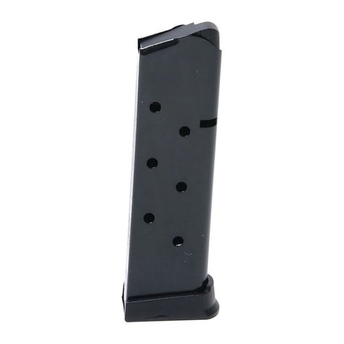 Pro Mag 1911 Government magasiner tilbyr 8, 10 og 15 skudd, laget av varmebehandlet karbonstål med svart oksid eller nikkelbelagt finish, laget i USA.