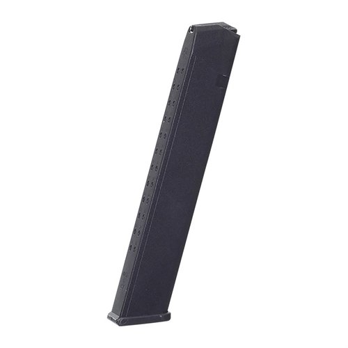 .40 S&W polymermagasiner for Glock 22/23/27 med 27 skudds kapasitet, laget av slitesterk Zytel og med konstant fjærtrykk for pålitelighet.