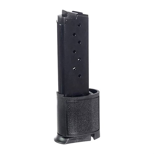 SIG Sauer P938 stålmagasiner i 9mm gir økt kapasitet med 6 eller 10 skudd, laget av varmebehandlet karbonstål for holdbarhet og motstandsdyktighet mot slitasje.