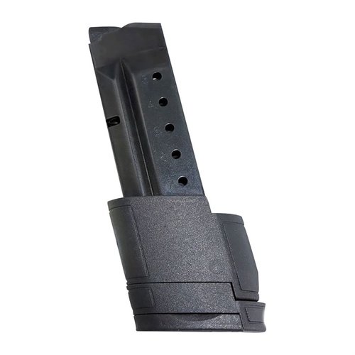 Forbedre kapasiteten til din Smith & Wesson M&P Shield med våre holdbare stålmagasiner, tilgjengelige i 8, 9 og 10 skudd, laget i USA.