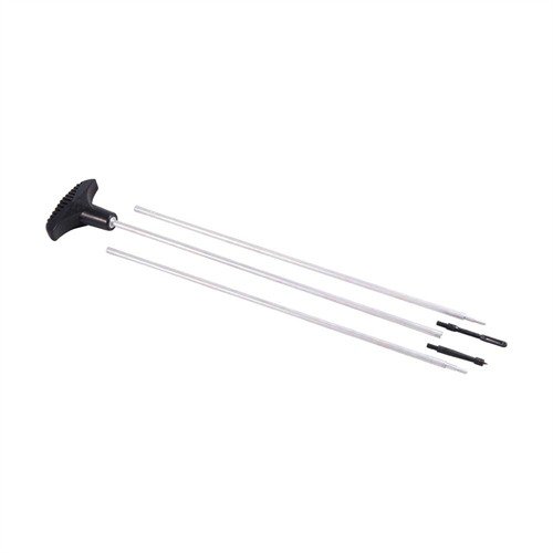 .22 kaliber 3-delt aluminium rifle rod fra HOPPES med svingbart håndtak, standard 8-32 tråd og tilbehør for effektiv rengjøring av våpen.