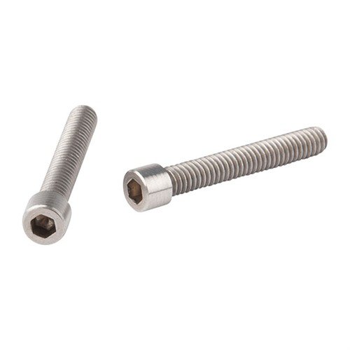 Power Custom rustfrie stål Allen Head Barrel Screws sikrer løpet til mottakeren med V-Block for Ruger® 10-22®. Pakken inneholder 2 skruer og 5/32" unbrakonøkkel.
