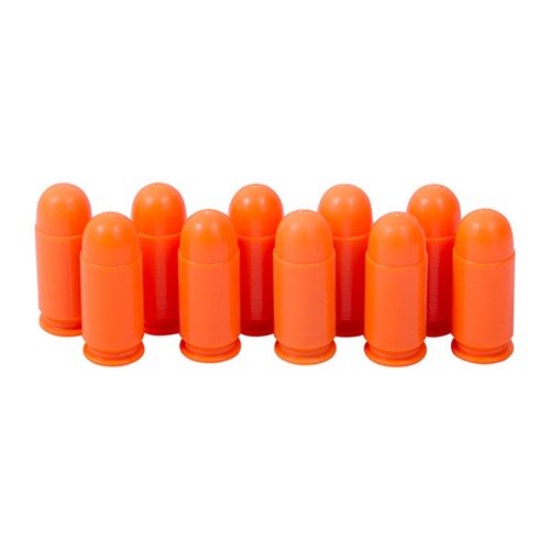 SAF-T-TRAINERS dummy rounds i klart oransje plast sikrer at du ikke forveksler dem med live runder, ideelle for trening og umiddelbar handling.