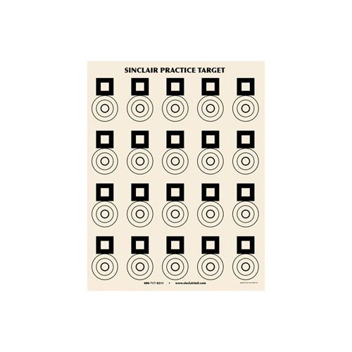 SINCLAIR BENCHREST PRACTICE TARGET (25 PACK) gir deg 20 offisielle 100 yard benchrest mål, perfekt for øving og lastesting med 17 til 30 kaliber rifler.