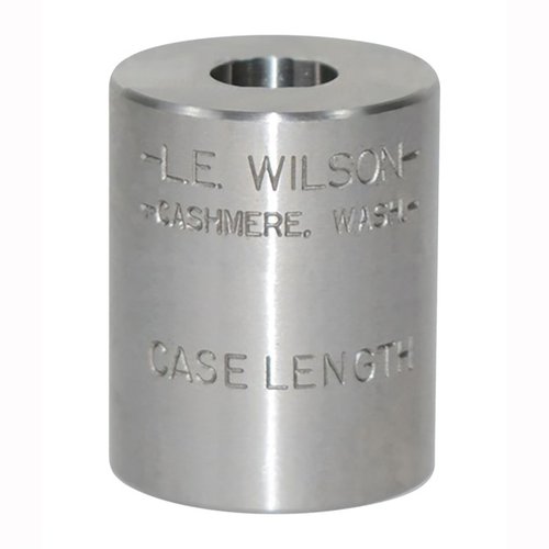 L.E. Wilson Case Length Gage er en solid, ikke-justerbar sylinder som enkelt sjekker minimum og maksimum lengde på rifle- og pistolhylser uten skulder.