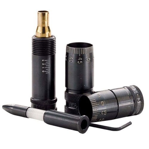 Med PRECISION MIC CARTRIDGE HEADSPACE TOOL kan du nøyaktig justere full lengde sizing dies for ønsket shoulder bump, inkludert verktøy for bullet seating depth.