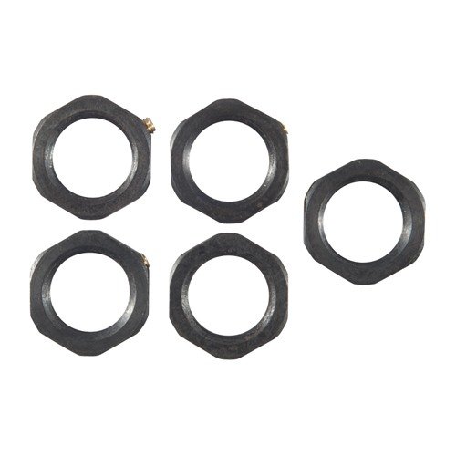 DIE LOCK RINGS fra RCBS gir pålitelig feste for 7⁄8"-14 dies, tilgjengelig i aluminium og stål, med kryssbolt-design for enkel justering.