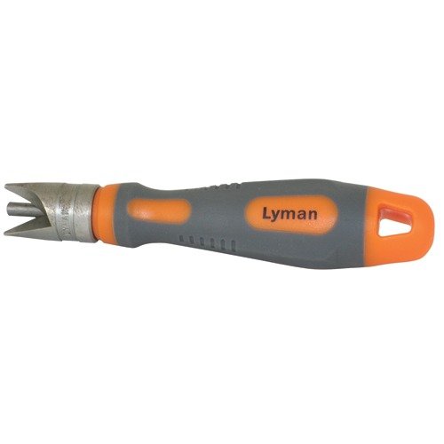 Lyman Outside Chamfer Tool fjerner grader og avfasing av hylsemunnen, med presisjonsmaskinert design og skridsikker håndtak, passer til kaliber .17 til .45.