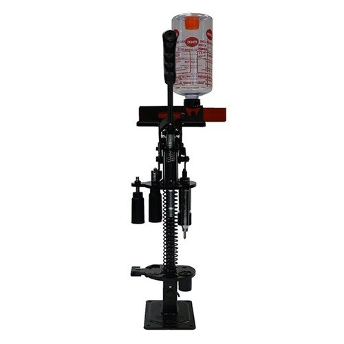MEC 600 Slugger er en effektiv enkeltstegs presse for å lade riflede eller sabot slugs, med justerbarhet for 3" skall og kapasitet på 100-125 runder i timen.