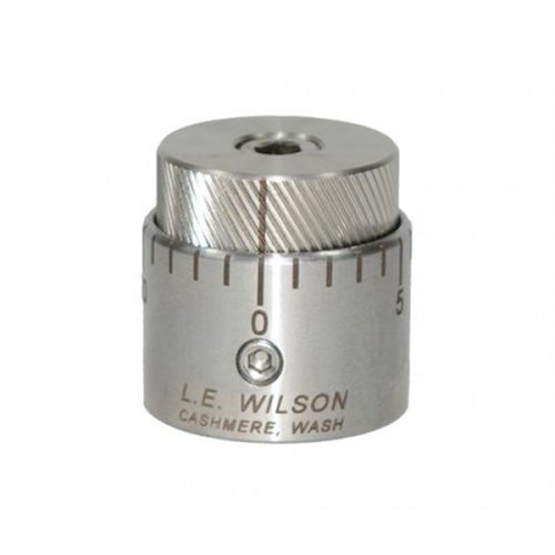 Micro-justerbar bullet seater cap fra L.E. Wilson gir presise justeringer i seating dybde, aksepterer .17 til .35 kaliber, og sikrer optimal konsentrisitet.