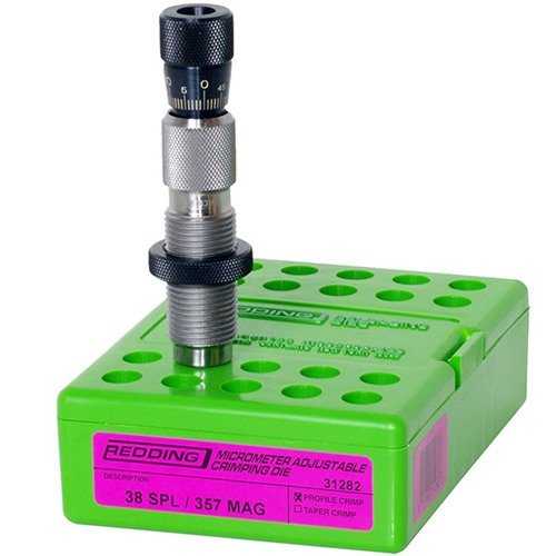 Redding Micrometer Justerbare Profil Crimp Dies gir presise justeringer med enkel tilgang, perfekt for progressive omlasting og nøyaktige tilpasninger.