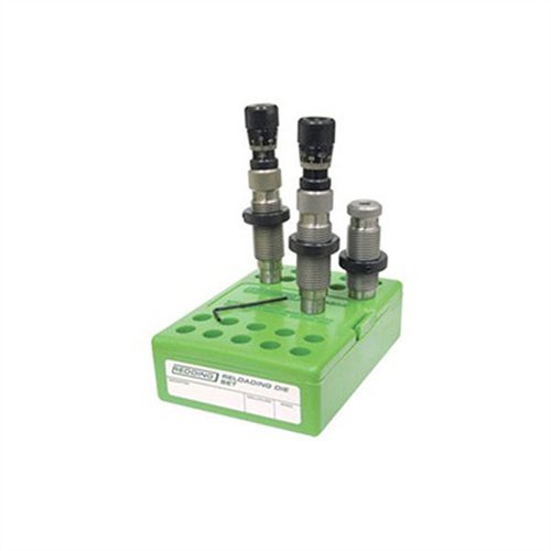 Redding Competition Bushing Neck Die Set gir presis justering med micrometer, full lengde resizing av hylser, og et flytende settesystem for nøyaktig seating.