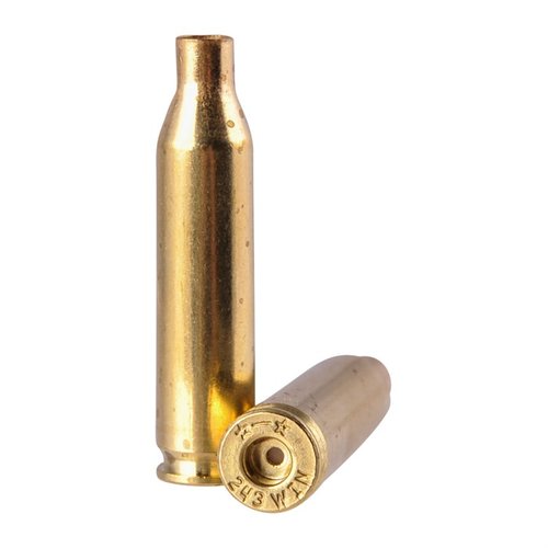 .243 Winchester brass fra Starline gir høy kvalitet og konsistens, kan brukes flere ganger, og selges i pakker på 100 eller 500 for optimal ytelse.
