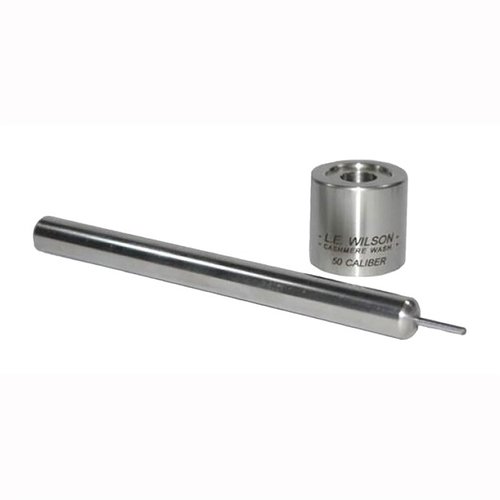 50 Caliber Decapping Pin & Base Set fra L.E. WILSON lar deg enkelt fjerne tennhetten fra patronhylser med en stabil base, laget av rustfritt stål.