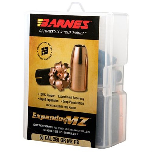 BARNES Expander MZ kuler er 100% kobber, gir eksepsjonell presisjon, full vektbevaring, dobbel diameter ekspansjon og dyp penetrasjon, ideell for in-line rifler.