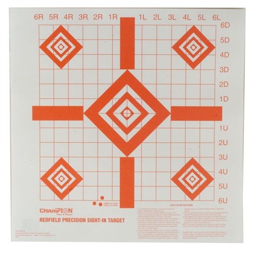 REDFIELD SIGHT-IN TARGETS gjør innstilling av kikkerter enklere med klare 90° linjer, 1" rutenett og en lysende oransje farge. Pakke med 100.